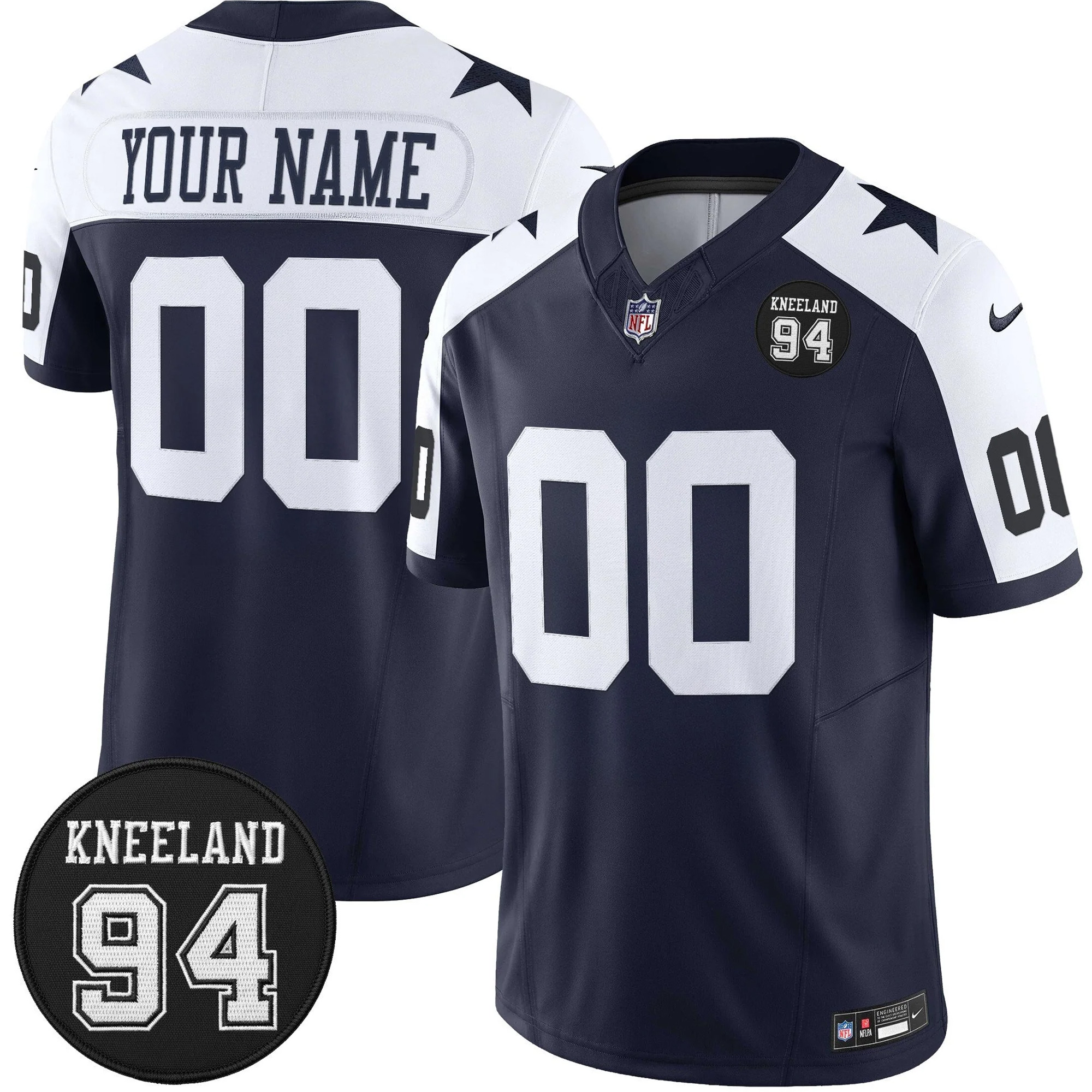 Custom Dallas Cowboys 94 Marshawn Kneeland Memorial Navy Alternate Limited Jersey - All Stitched