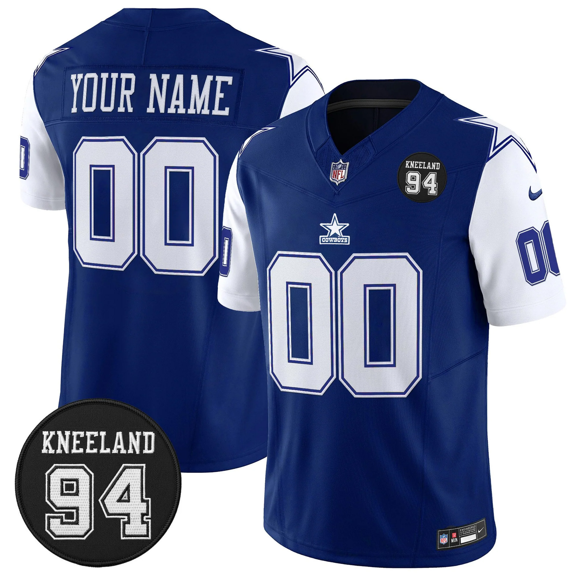 Custom Dallas Cowboys 94 Marshawn Kneeland Memorial Navy Throwback Limited Jersey - All Stitched