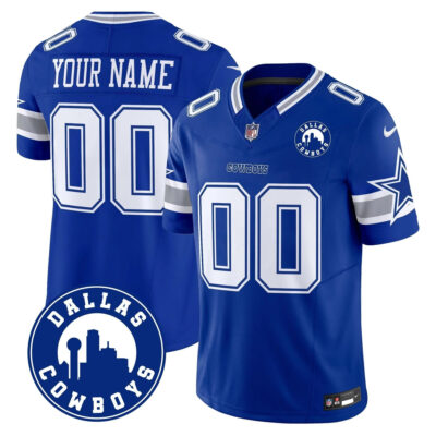 Custom Dallas Cowboys Dallas City Patch Royal Blue Limited Jersey - All Stitched