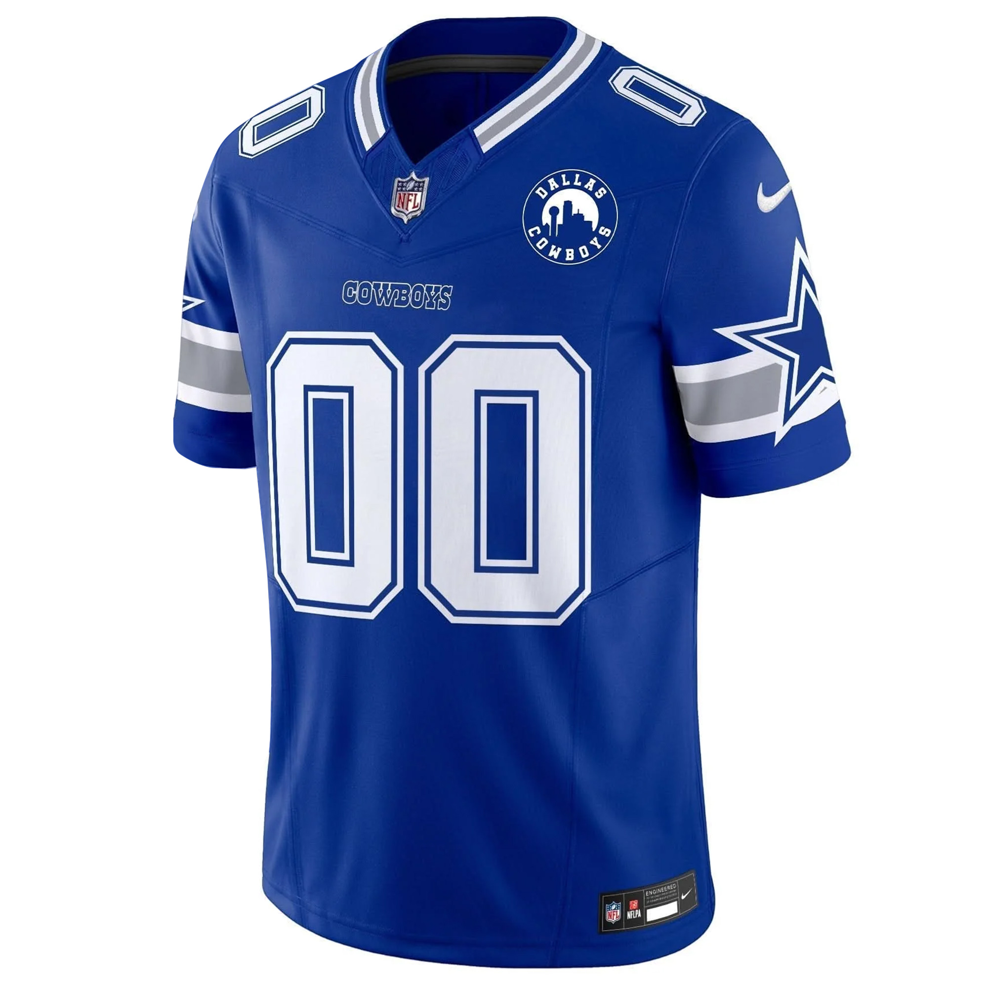 Custom Dallas Cowboys Dallas City Patch Royal Blue Limited Jersey - All Stitched - Image 2