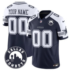 Custom Dallas Cowboys Dallas City Patch Navy Alternate Limited Jersey - All Stitched