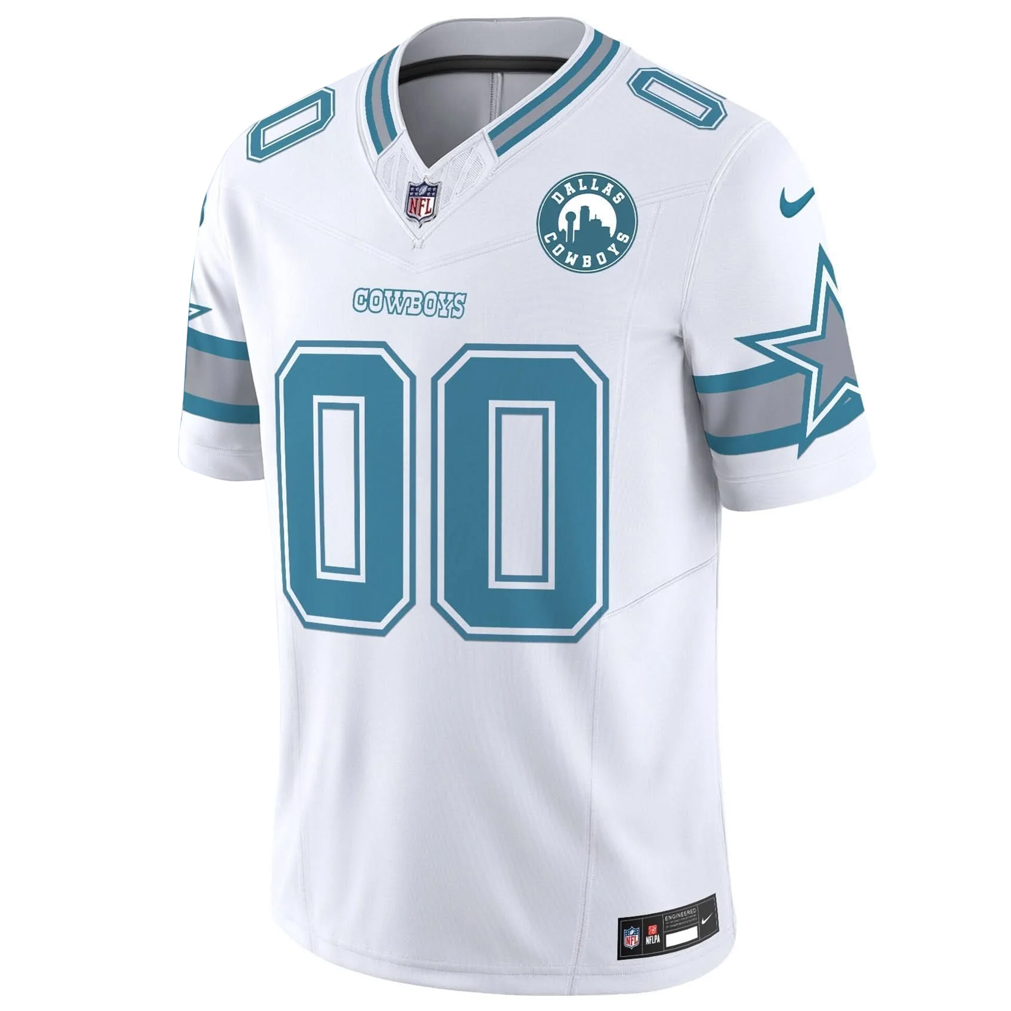 Custom Dallas Cowboys Dallas City Patch White Heritage Limited Jersey - All Stitched - Image 2