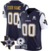 Custom Dallas Cowboys Texas Patch Navy Gold Trim Limited Jersey - All Stitched