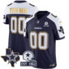 Custom Dallas Cowboys Texas Patch Navy Alternate Gold Trim Limited Jersey - All Stitched