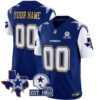 Custom Dallas Cowboys Texas Patch Royal Blue Gold Trim Limited Jersey - All Stitched