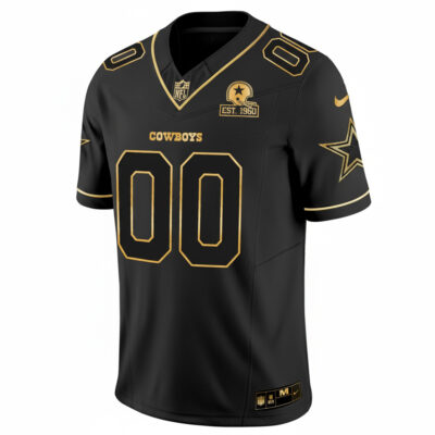 Alternative view of Custom Dallas Cowboys Est 1960 We Dem Boyz Patch Black Gold Limited Jersey - All Stitched