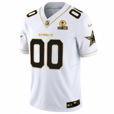 Alternative view of Custom Dallas Cowboys Est 1960 We Dem Boyz Patch White Gold Limited Jersey - All Stitched