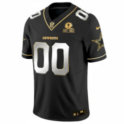 Alternative view of Custom Dallas Cowboys Est 1960 We Dem Boyz Patch Black Gold Jersey - All Stitched