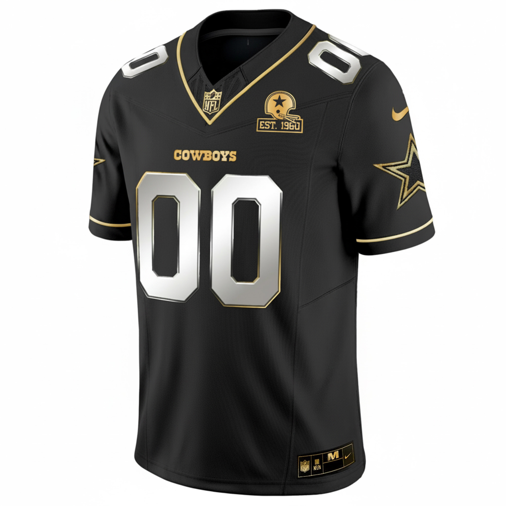 Custom Dallas Cowboys Est 1960 We Dem Boyz Patch Black Gold Jersey - All Stitched - Image 2