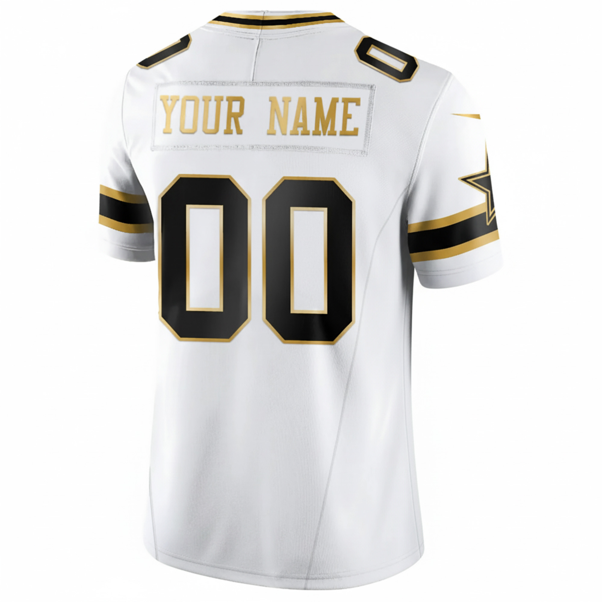 Custom Dallas Cowboys 5x Champions White Gold Limited Jersey - All Stitched - Image 3