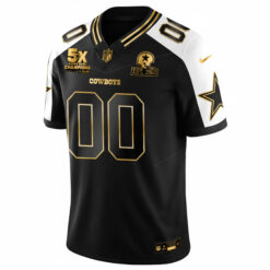 Alternative view of Custom Dallas Cowboys 5x Champions Black Gold Alternate Limited Jersey - All Stitched