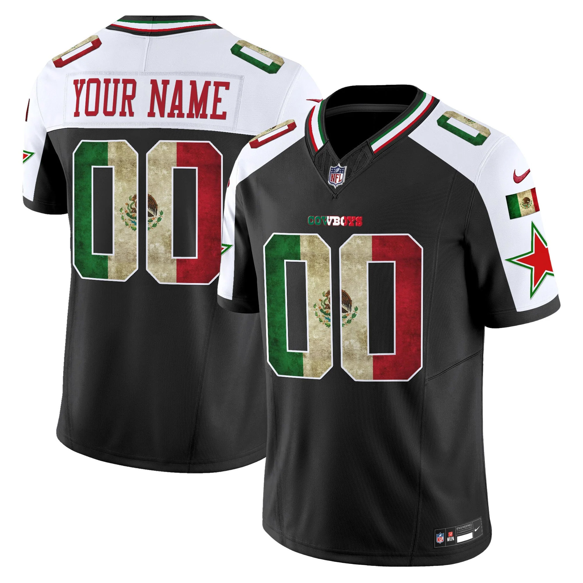 Custom Dallas Cowboys Mexico Black Alternate Vapor F.U.S.E Limited Jersey - All Stitched