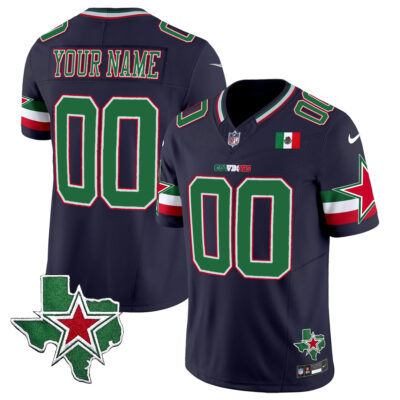 Custom Dallas Cowboys Mexico Edition Navy Vapor F.U.S.E Limited Jersey - All Stitched