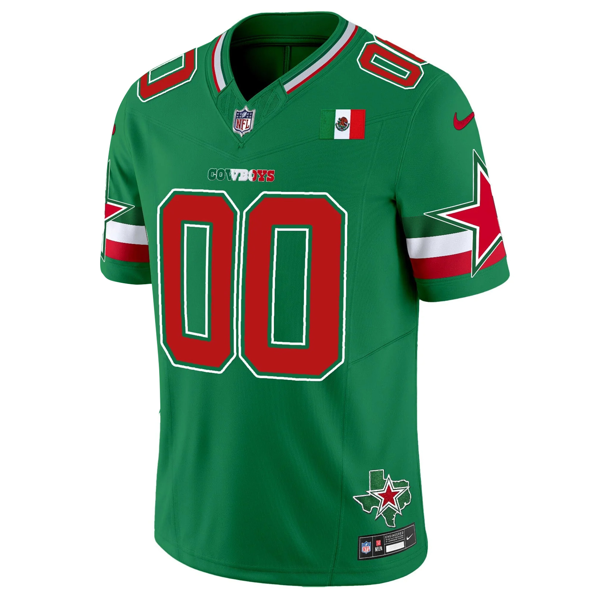 Custom Dallas Cowboys Mexico Edition Green Vapor F.U.S.E Limited Jersey - All Stitched - Image 2