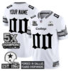 Custom Dallas Cowboys Gothic Lone Star 5x Champions White Limited Jersey - All Stitched