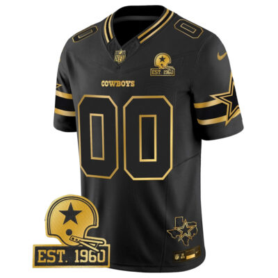 Alternative view of Custom Dallas Cowboys Est 1960 Texas Patch Black Gold Limited Jersey - All Stitched
