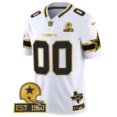 Alternative view of Custom Dallas Cowboys Est 1960 Texas Patch White Gold Limited Jersey - All Stitched