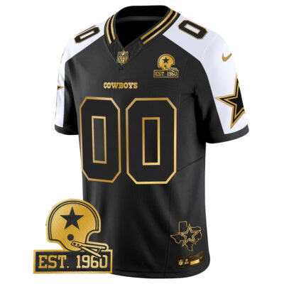 Alternative view of Custom Dallas Cowboys Est 1960 Texas Patch Black Gold Alternate Limited Jersey - All Stitched