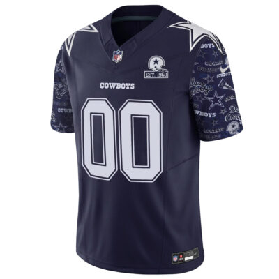 Alternative view of Custom Dallas Cowboys Pattern Navy Limited Jersey - All Stitched