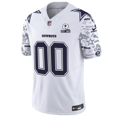 Alternative view of Custom Dallas Cowboys Pattern White Limited Jersey - All Stitched
