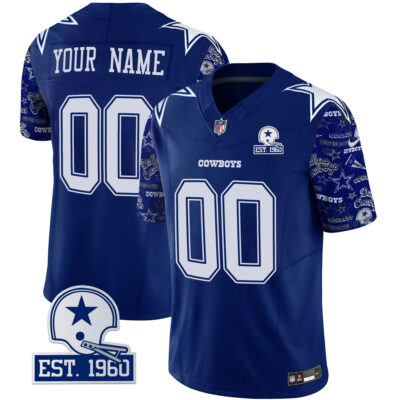 Custom Dallas Cowboys Pattern Royal Limited Jersey - All Stitched