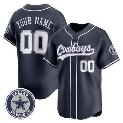 Custom Dallas Cowboys Navy Baseball Jersey - All Stitched
