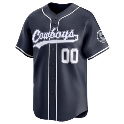 Alternative view of Custom Dallas Cowboys Navy Baseball Jersey - All Stitched