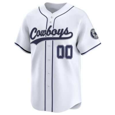 Alternative view of Custom Dallas Cowboys White Baseball Jersey - All Stitched
