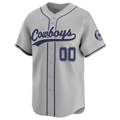 Alternative view of Custom Dallas Cowboys Grey Baseball Jersey - All Stitched