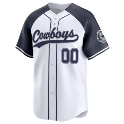 Alternative view of Custom Dallas Cowboys Navy Alternate Baseball Jersey - All Stitched