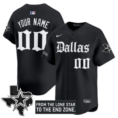 Custom Dallas Cowboys Gothic Lone Star Edition Black Baseball Jersey - All Stitched