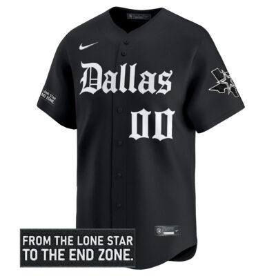 Alternative view of Custom Dallas Cowboys Gothic Lone Star Edition Black Baseball Jersey - All Stitched