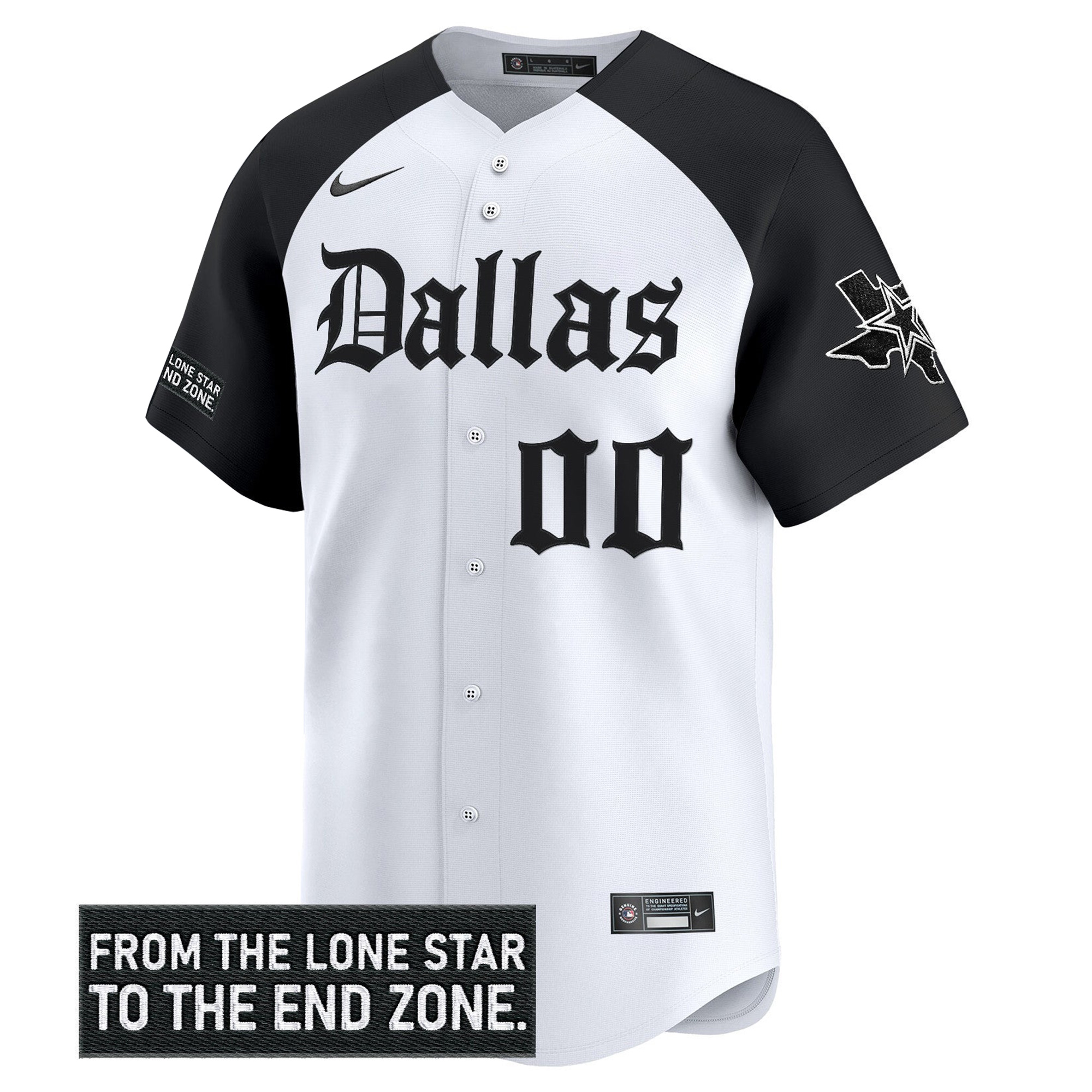 Custom Dallas Cowboys Gothic Lone Star Edition Black Alternate Baseball Jersey - All Stitched - Image 2