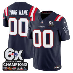 Custom New England Patriots 6x Champions Navy Vapor F.U.S.E Limited Jersey - All Stitched