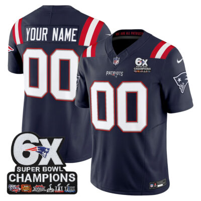 Custom New England Patriots 6x Champions Navy Vapor F.U.S.E Limited Jersey - All Stitched