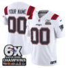 Custom New England Patriots 6x Champions White Vapor F.U.S.E Limited Jersey - All Stitched