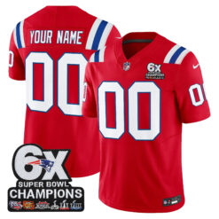 Custom New England Patriots 6x Champions Red Vapor F.U.S.E Limited Jersey - All Stitched