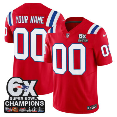 Custom New England Patriots 6x Champions Red Vapor F.U.S.E Limited Jersey - All Stitched