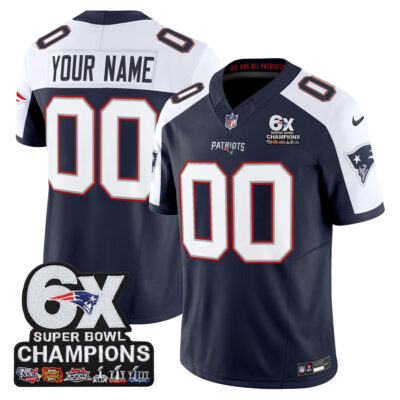 Custom New England Patriots 6x Champions Navy Alternate Vapor F.U.S.E Limited Jersey - All Stitched