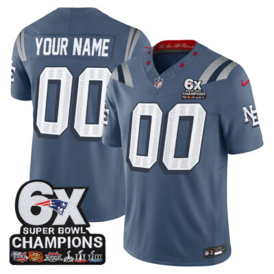 Custom New England Patriots 6x Champions Storm Blue Vapor F.U.S.E Limited Jersey - All Stitched