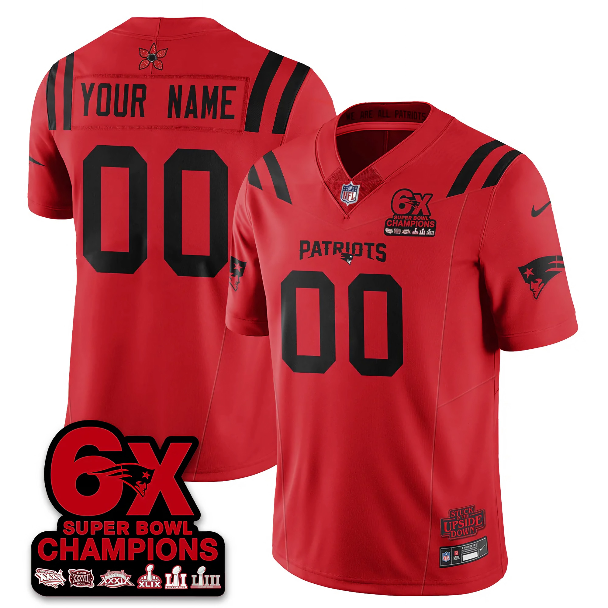 Custom New England Patriots Stranger Things Edition Red Vapor F.U.S.E Limited Jersey - All Stitched