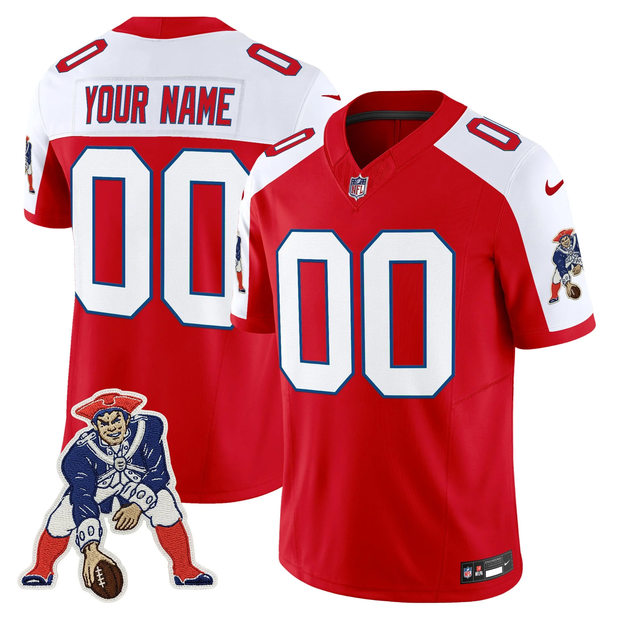Custom New England Patriots Red Alternate Throwback Vapor F.U.S.E Limited Jersey - All Stitched
