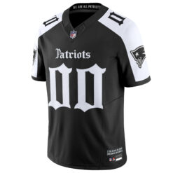 Alternative view of Custom New England Patriots Gothic Revolution Edition Black Alternate Vapor F.U.S.E Limited Jersey - All Stitched
