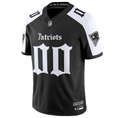 Alternative view of Custom New England Patriots Gothic Revolution Edition Black Alternate Vapor F.U.S.E Limited Jersey - All Stitched