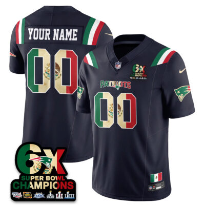 Custom New England Patriots Mexico Navy Limited Jersey - All Stitched