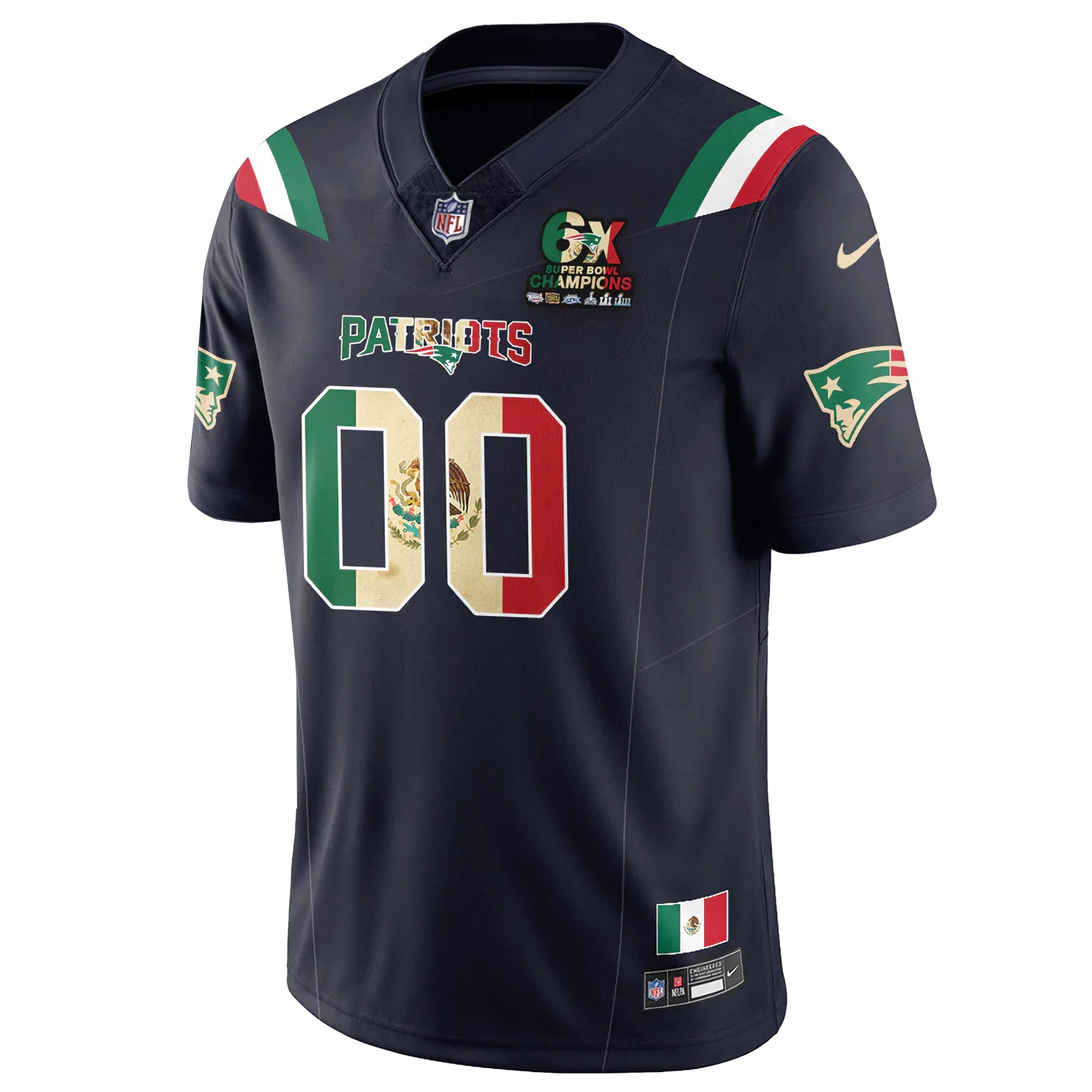 Custom New England Patriots Mexico Navy Limited Jersey - All Stitched - Image 2