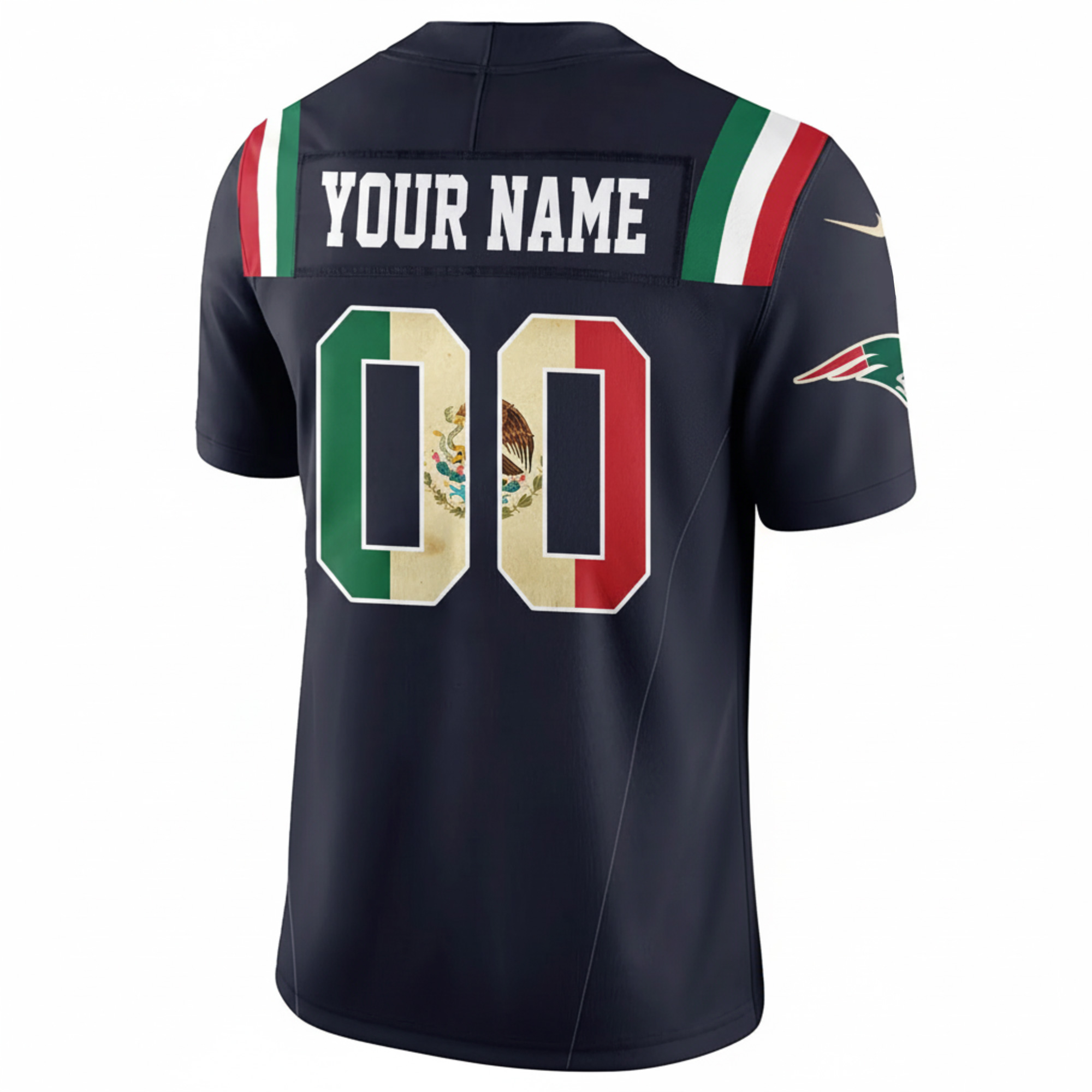 Custom New England Patriots Mexico Navy Limited Jersey - All Stitched - Image 3