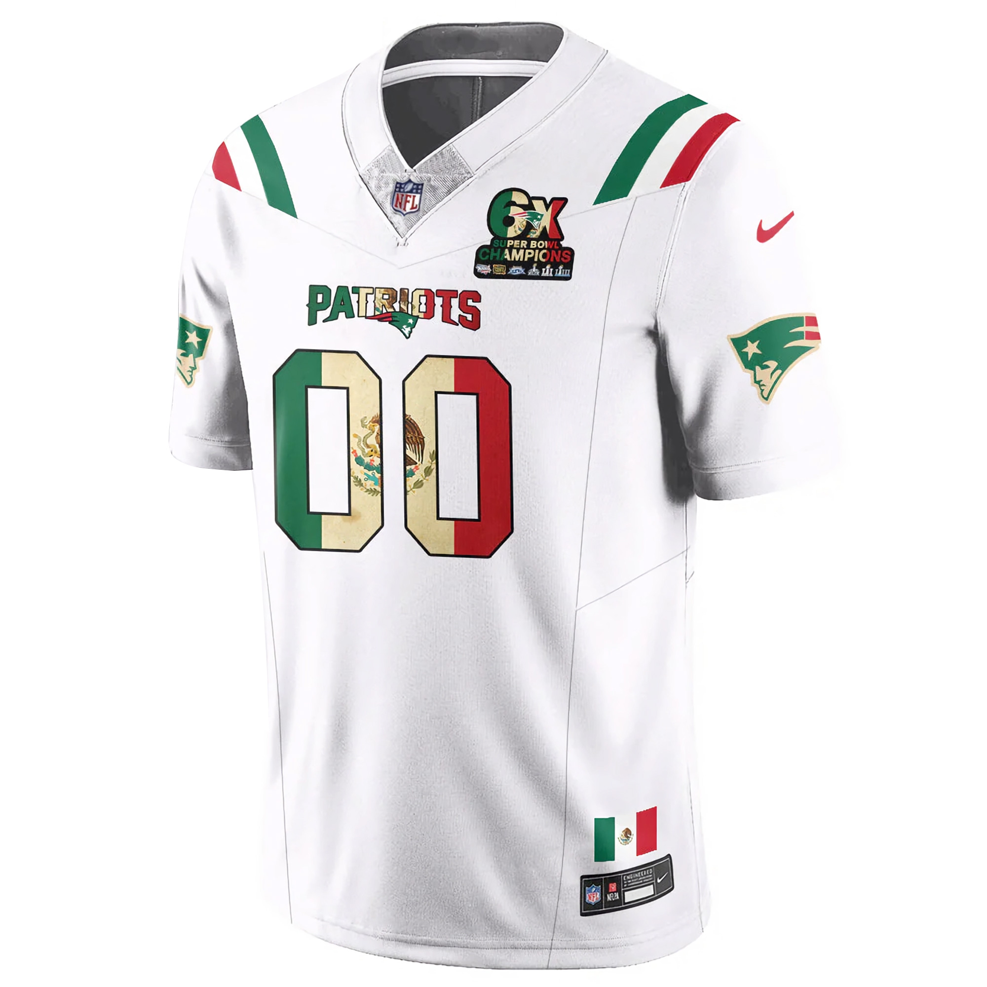 Custom New England Patriots Mexico White Limited Jersey - All Stitched - Image 2