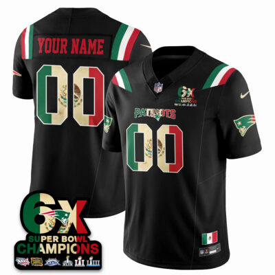Custom New England Patriots Mexico Black Limited Jersey - All Stitched
