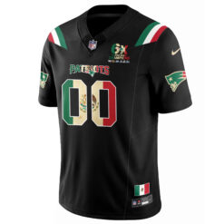 Alternative view of Custom New England Patriots Mexico Black Limited Jersey - All Stitched
